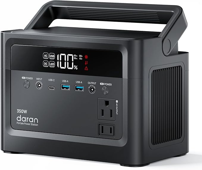 DaranEner Portable Power Station 230.4Wh LiFePO4 Battery, 350W Power Bank with AC Outlet 110V/ 700W Surge, Solar Generator Fast Charging for Camping, Laptop, Emergency, RV, Off-Grid Living