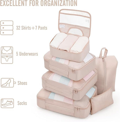 Veken 8 Set Packing Cubes, Christmas Gifts for Women Mom Girl Her Birthday, Cruise Ship Travel Essentials Accessories for Beach Vacation, Suitcase Organizer Bags for Luggage with Hanging Toiletry Bag