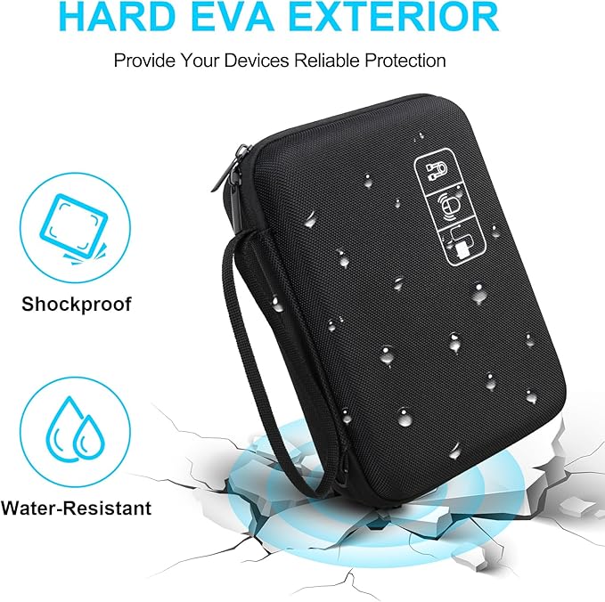 Lacdo Hard Travel Electronic Organizer Case for MacBook Power Adapter Charger, Cables, Apple Pencil, Mouse, Power Bank, USB Flash Disk,SD Card Small Protective Portable Accessories & 3 Cable Tie,Black