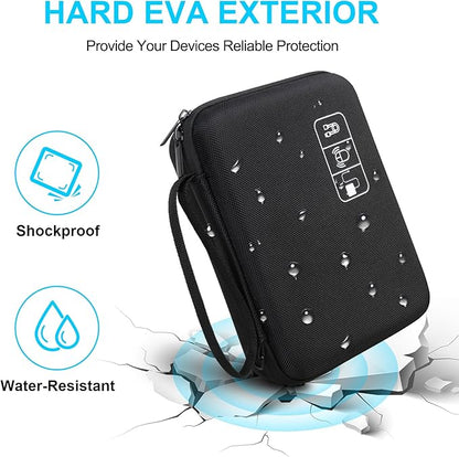 Lacdo Hard Travel Electronic Organizer Case for MacBook Power Adapter Charger, Cables, Apple Pencil, Mouse, Power Bank, USB Flash Disk,SD Card Small Protective Portable Accessories & 3 Cable Tie,Black