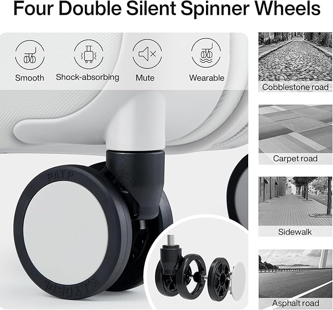 Hanke 20 Inch Carry On Luggage 22x14x9 Airline Approved PC Hard Shell Suitcases with Wheels TSA Luggage for Women Men Lightweight Travel Luggage(Smoke White)