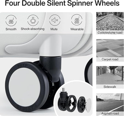 Hanke 20 Inch Carry On Luggage 22x14x9 Airline Approved PC Hard Shell Suitcases with Wheels TSA Luggage for Women Men Lightweight Travel Luggage(Smoke White)