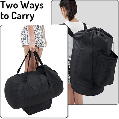 Laundry Backpack Bag, Dirty Clothes Travel Laundry Bag with Shoulder Straps for College Dorm Room (Black)