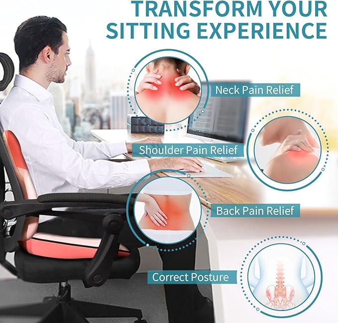 FLORICH Car Neck Headrest Pillows, Ergonomic Office Chair Seat Cushions, Car Lumbar Back Support Pads, for Back Butt Sciatica Tailbone Hip Pain Pressure Relief Comfortable Spine Hip Pillow