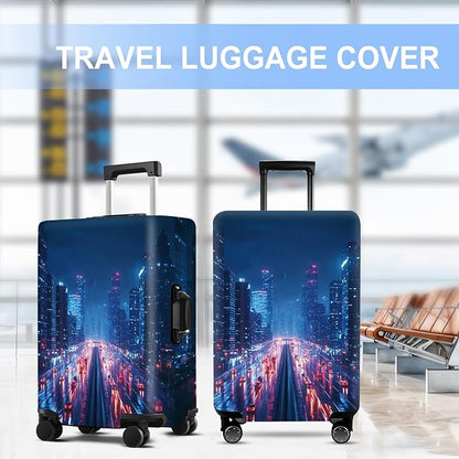 Luggage Cover Washable Suitcase Protector Anti-scratch Suitcase cover Fits 20-34 Inch Luggage (City Night, XL(32-34inch suitcase))