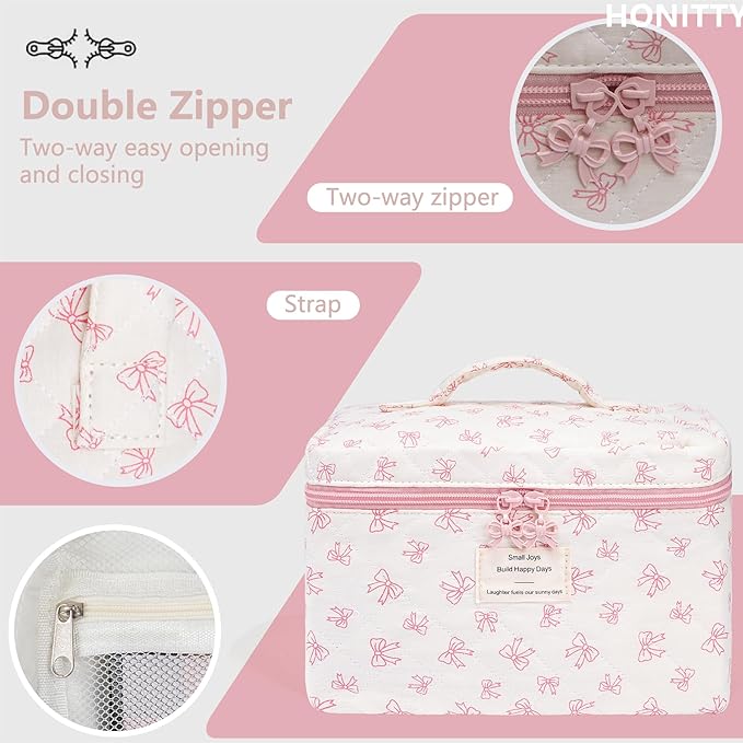 Makeup Bag,Quilted Cosmetic Bags,Large Floral Make Up Organize bag,Makeup Bag Set for Women,Flower Travel Toiletry Bag