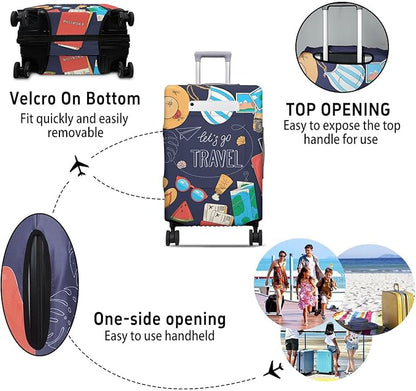 World Landmarks Travel Luggage Cover, Travel-Themed Suitcase Protector Stretchable, Washable Travel Suitcase Cover (XL for 29-32 Inch Luggage)
