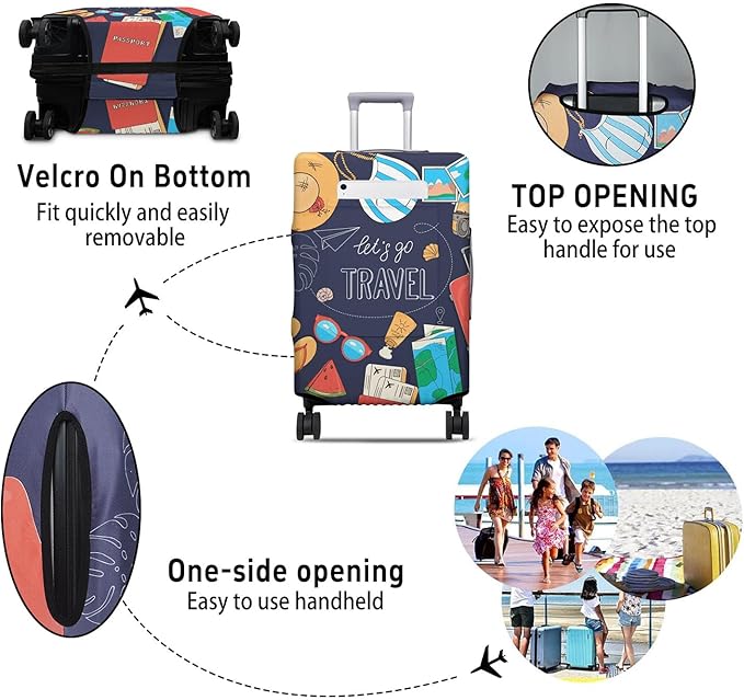 World Landmarks Travel Luggage Cover, Travel-Themed Suitcase Protector Stretchable, Washable Travel Suitcase Cover (S for 18-20 Inch Luggage)