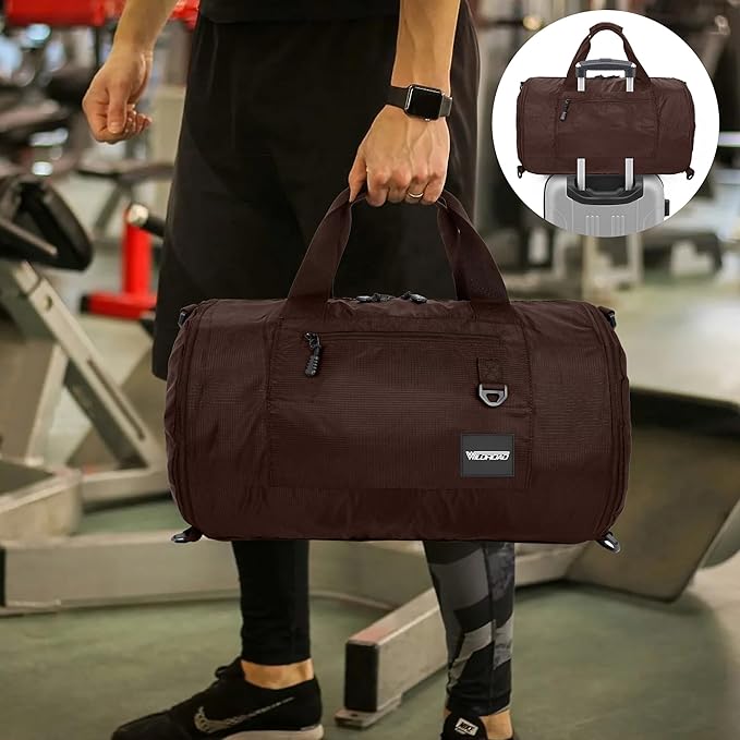 Wildroad Travel Bags for Men, Gym Bag & Duffle Bag for Travel, Carry on Duffel Bag 3 IN 1 Expandable Overnight Weekender Bag (Coffee, Large-50L+ Gym Bag)