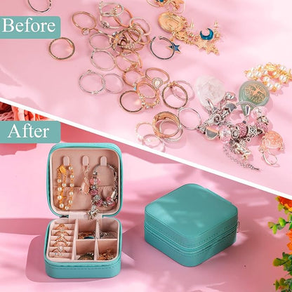 12 Pcs Small Jewelry Box Mini Travel Jewelry Case Bridesmaid Gift Pu Leather Jewelry Travel Organizer Small Jewelry Box Mini Storage Organizer Storage Box for Women Girls Bridesmaid Proposal Gift