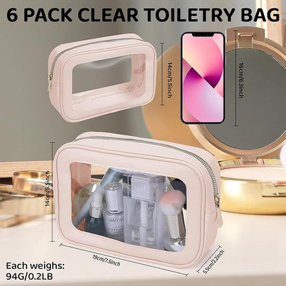 8 Packs TSA Approved Toiletry Bags Clear Toiletry Bags for Travel PVC Makeup Pouch Waterproof Quart Size Clear Cosmetic Bag with Zipper for Airport Airline Compliant Bag Women Men Travel Bathroom