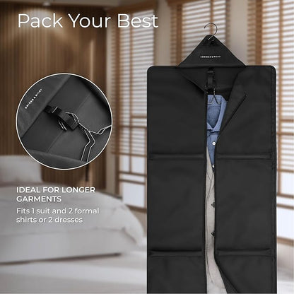 Briggs & Riley Check In Garment Sleeve for Hanging Clothes - Suit & Dress Travel Bag for Men & Women, Wrinkle Reducing Carrier for Shirts, Tuxedos, Coats, & More - Travel Essentials, Black