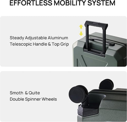 NINETYGO Carry On Luggage 22x14x9 Airline Approved, Carry On Suitcase with Smooth Double Spinner Wheels, Hard Shell PC+ABS Suitcase Carry-On, Lightweight Travel Luggage, TSA Approved (White, Sahara)