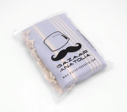 Bazaar Anatolia Slim Line Turkish Towel 100% Cotton Peshtemal Beach Towel 76x38 Thin Lightweight Travel Camping Bath Sauna Gym Pool Blanket Quick Dry Towels (Blue) - Made in Turkiye