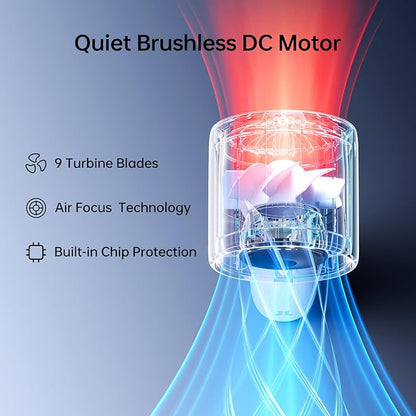 JISULIFE Handheld Turbo Fan, 5000mAh Rechargeable Portable Fans,Up to 28 Hours Cooling,5 Speed Strong Wind,Personal Mini Fan for Travel Outdoor Camping Beach Makeup（Blue）