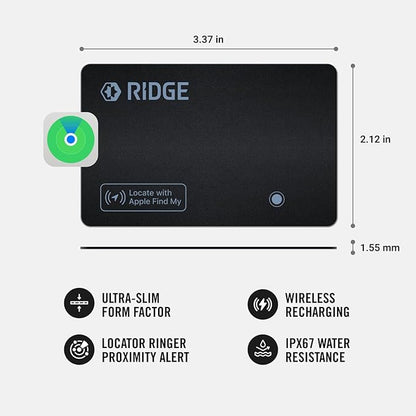Ridge Wallet Tracker Card - Tile Slim Tracking Card Compatile with Apple Find My, Item Locator for Luggage Tags, Passports, Phone, IP68 Waterproof