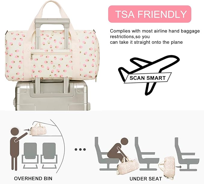 BLUBOON Duffle Bag Girls Kids Cute Gym Bag with Shoes Compartment & Wet Separation Waterproof Sports Overnight Travel Bag