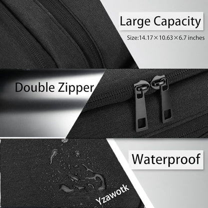 Extra Large Electronics Organizer Travel Case, Cable Organizer Bag with Shoulder Strap, Electronics Accessories Storage Double Layer Bags for Cord, Tablet, Headphone, Charger, Tools, DJ Gifts