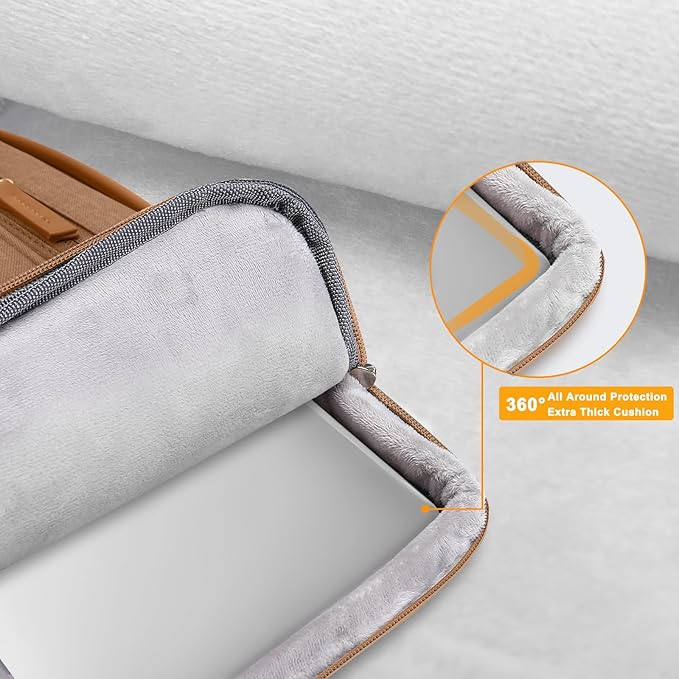 MOSISO 360 Protective Laptop Shoulder Bag,15-15.6 inch Computer Bags Compatible with MacBook Pro 16 inch, HP, Dell, Lenovo, Asus Notebook,Side Open Messenger Bag with 4 Zipper Pockets, Mocha