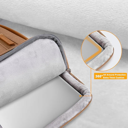 MOSISO 360 Protective Laptop Shoulder Bag,15-15.6 inch Computer Bags Compatible with MacBook Pro 16 inch, HP, Dell, Lenovo, Asus Notebook,Side Open Messenger Bag with 4 Zipper Pockets, Mocha