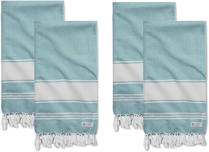 Cotton Turkish Beach Towel Towels Oversized 36"x72" Pool Absorbent Extra Large Quick Dry Sand Travel Towel (Green, 4 Pack)