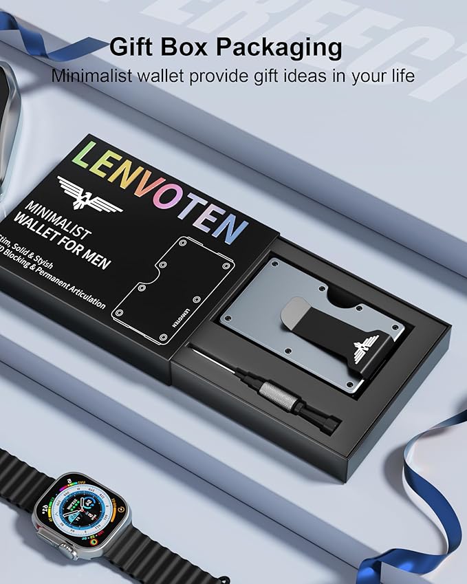 Minimalist Wallet for Men, Metal Wallet with Money Clip, Slim Compact Wallet, RFID Blocking Card Holder, Metal Aluminum Credit Card Holder, Holds up to 20 Cards