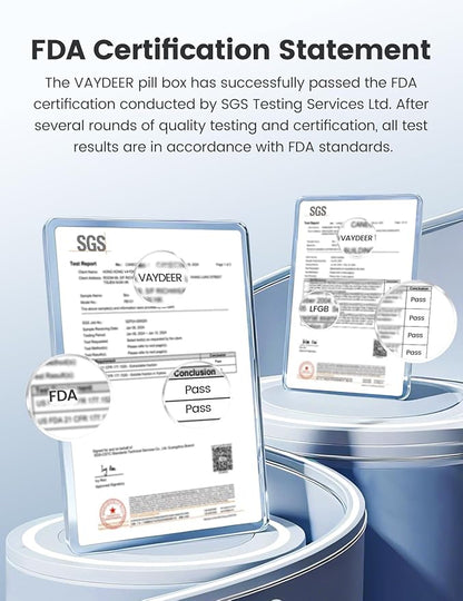 Vaydeer Metal Travel Pill Organizer – Compact Weekly Pill Box for Daily Medication – Portable Small Pill Case for Vitamins, Pills & Supplements (Sliver)