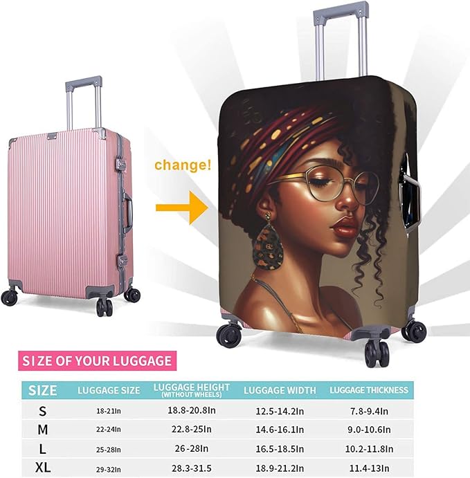 Luggage covers for suitcase luggage cover for Suitcase Washable Suitcase Protector Anti-scratch Suitcase cover Small African American Black Girl