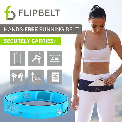 FlipBelt Zipper Running Belt, Waist Pack for Fitness and Running, US Company