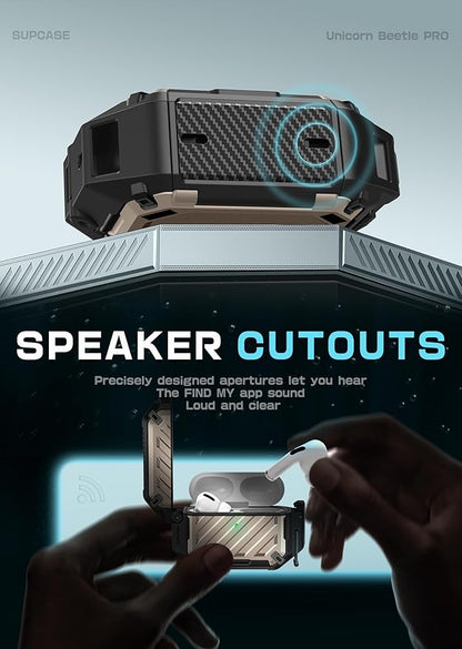 SUPCASE for AirPods Pro 3 Case with Lock & Carabiner, [IP68 Waterproof] [Military-Grade Protection] [Supports Wireless Charging] Anti-Scratch Hard Shell Cover for AirPods Pro 3rd Gen, Desert