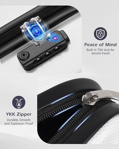 Coolife Luggage Expandable(only 28") Suitcase PC+ABS Spinner 20in 24in 28in Carry on (wine wind new, S(20in)_carry on)