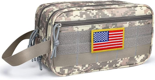 TACTICISM Toiletry Bag for Men - Dry Wet Separate Travel Toiletry Bag, Tactical Molle Dopp Kit for Men with Large Capacity, Water-Resistant Shaving Bag for Adult Women for Travel, ACU Camo