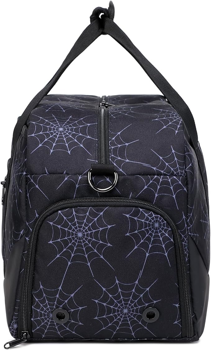 JIANYA Kids Overnight Duffle Bag Spider Sports Gym Bag with Shoe Compartment & Wet Pocket, Carry On Weekender Travel Bag, Black