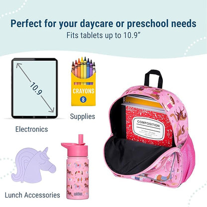 Wildkin 12-inch Kids Backpack – Padded, Adjustable, Ideal for Daycare & Travel - Horses