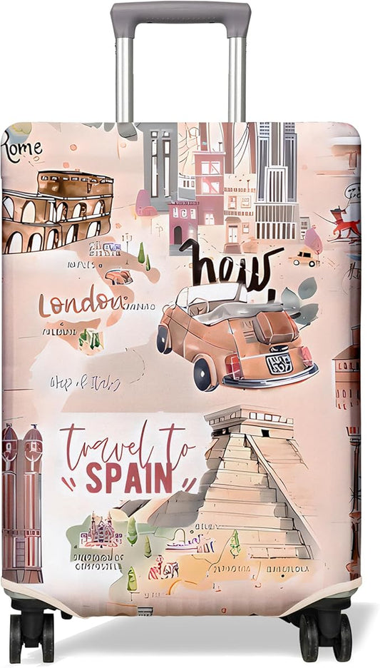 Travel Luggage Cover Suitcase Protector Fits 18-32 Inch Wheel Covers PatternedTravel Related Items Flower Luggage Protector Elastic M