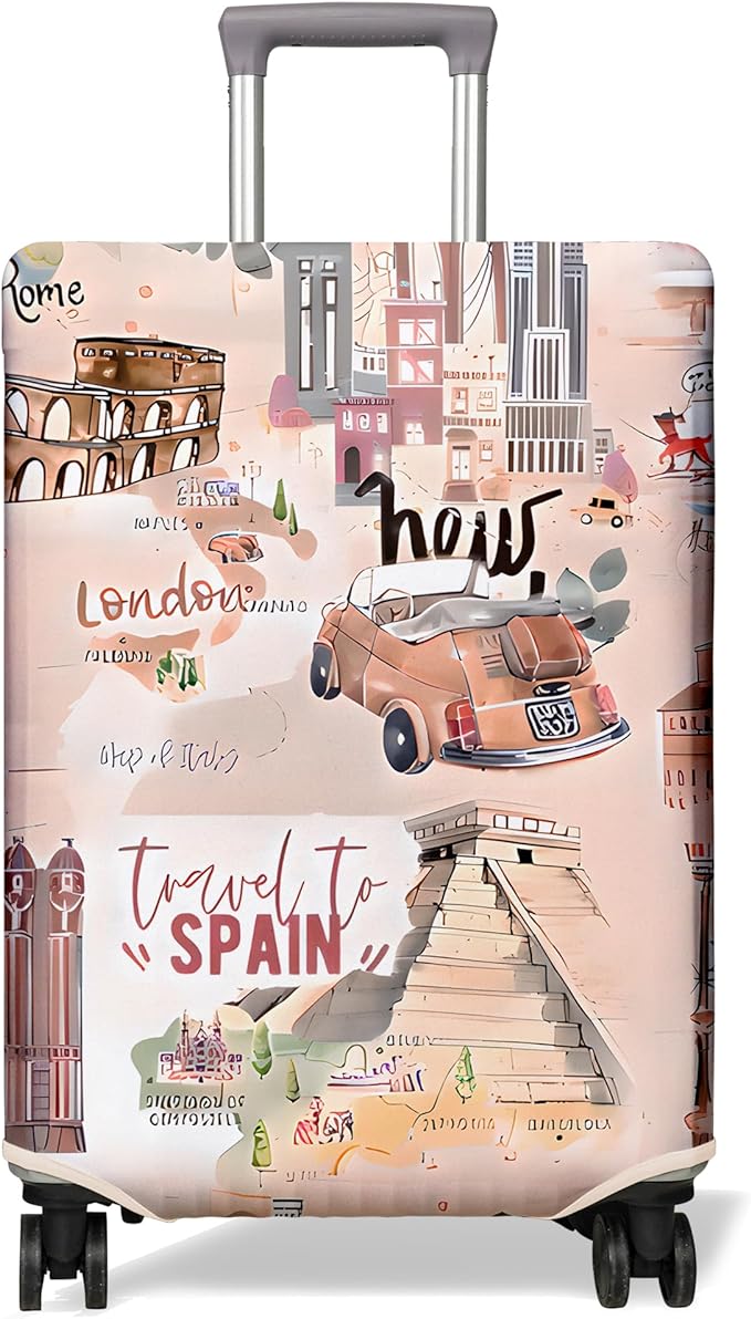 Travel Luggage Cover Suitcase Protector Fits 18-32 Inch Wheel Covers PatternedTravel Related Items Flower Luggage Protector Elastic XL