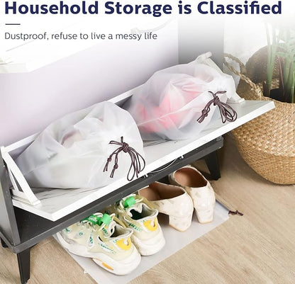 Shappy 50 Pcs Translucent Shoes Bags for Travel Storage Large Clear Drawstring Bags Plastic Portable Shoe Organizer Pouch (Classic,11.8 x 15.7 Inches)