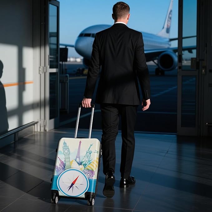 WUJIAONIAO Travel Luggage Cover Baggage Suitcase Cover Protector Skins 18-32 Inch (compass, M (for 22-24 inch luggage))