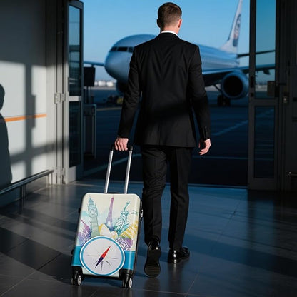 WUJIAONIAO Travel Luggage Cover Baggage Suitcase Cover Protector Skins 18-32 Inch (compass, M (for 22-24 inch luggage))