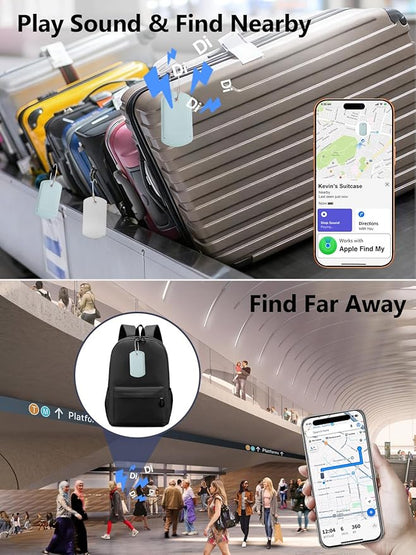 Luggage Tag with Tracker (iOS Only), Premium PU Leather Luggage Tags for Suitcase, Privacy Cover & ID Card Slot, Stainless Loop for Travel Bags, Backpack, Pet Carrier, Ideal Gadgets (Light Green)