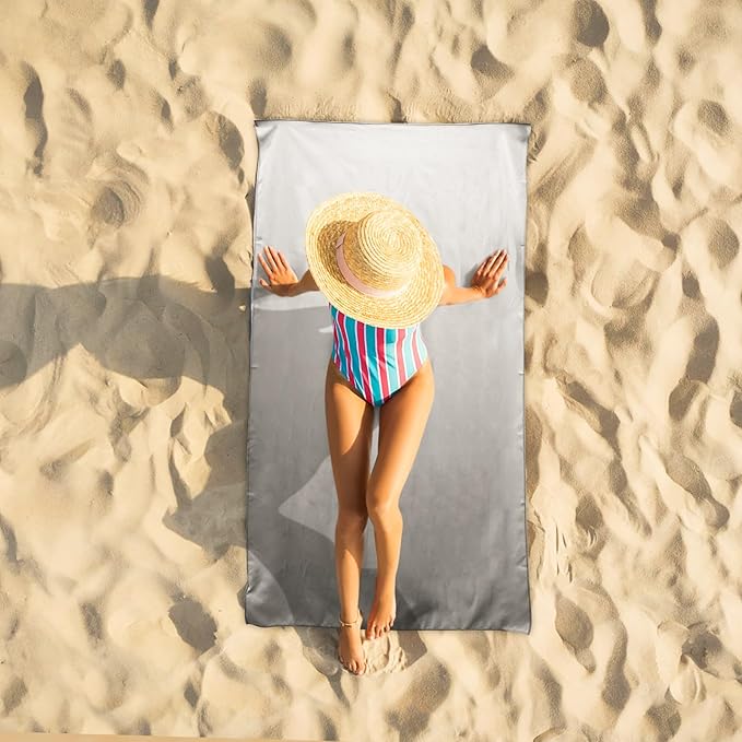 Travel Body Towel L Size Microfiber Quick Dry Lightweight for Men Women Camping Hiking Beach Swimming Pool Towels(Light Grey, 1 Pack L)