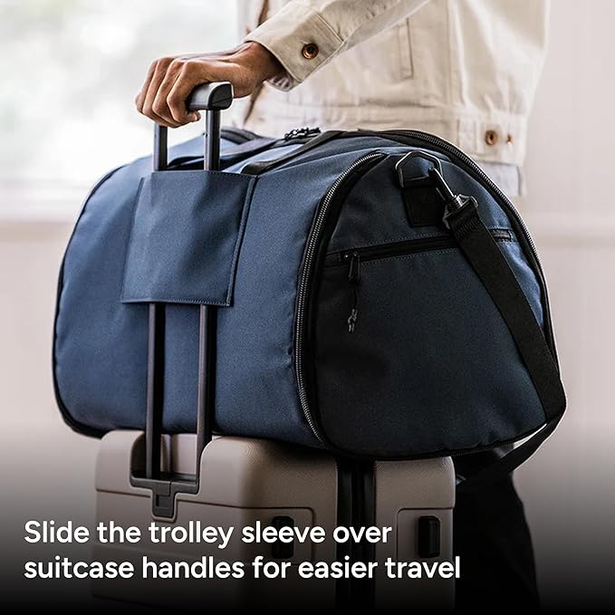 Halfday Convertible 2-in-1 Garment Duffel Weekender Bag 45L | Wrinkle-Free Travel, Hanging Suit Compartment, Shoe Pockets, Trolley Sleeve. Durable & Water-Resistant Carry-On, Shadow