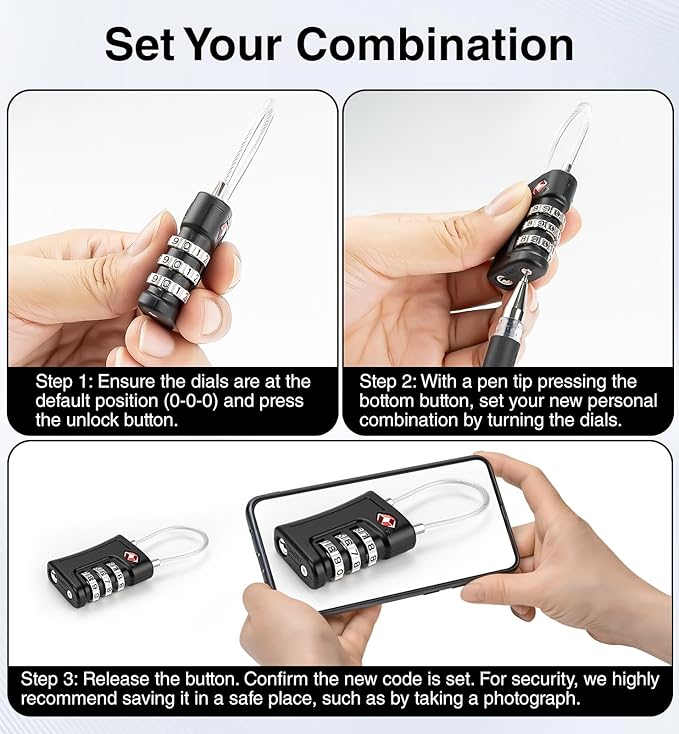 TSA Locks for Luggage, 3 Digit Combination, Suitcase Locks TSA Approved, Easy Read Dials, Luggage Locks for Suitcase, Toolbox, Backpack, Bag, Gym Locker