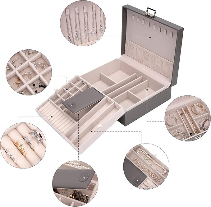 Storage and Organizer Jewelry box Jewelry Storage Box Travel Jewelry Organizer Cases craft containers for organizing/GRAY