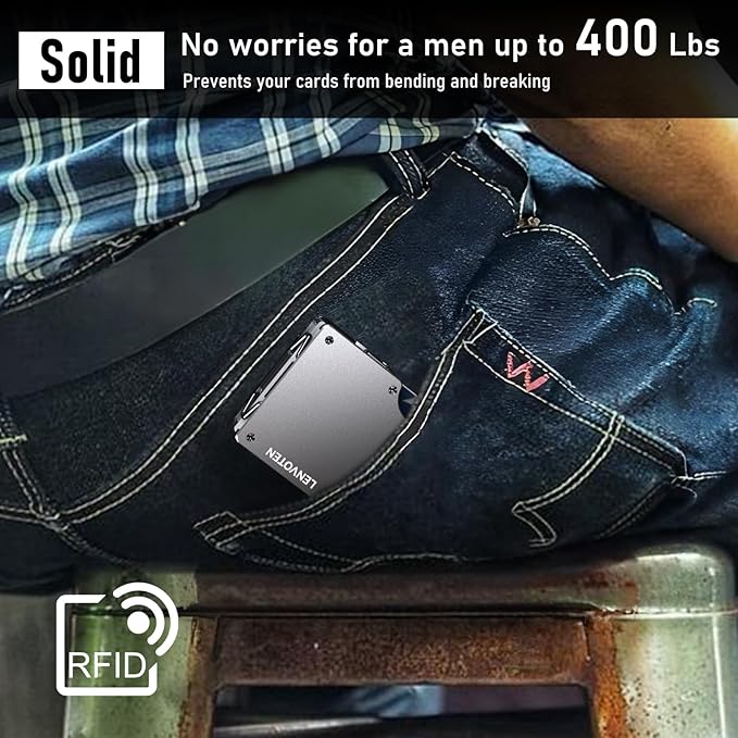 Minimalist Wallet for Men, Metal Wallet with Money Clip, Slim Compact Wallet, RFID Blocking Card Holder, Metal Aluminum Credit Card Holder, Holds up to 20 Cards