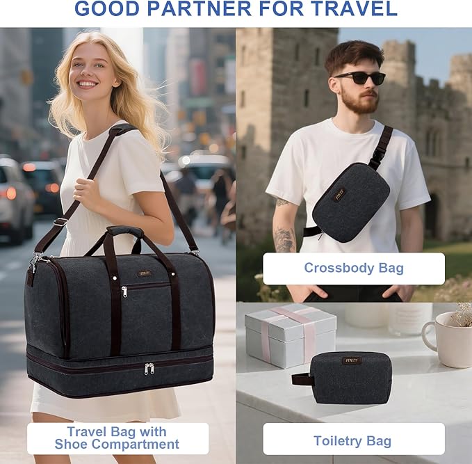 Garment Duffle Bag for Travel - Convertible Carry on Garments Duffel Bags Travel Bag for Women Men Large Weekender Bag with Shoes Compartment 3 in 1 Hanging Clothes Suit Dress Bag 3pcs Set