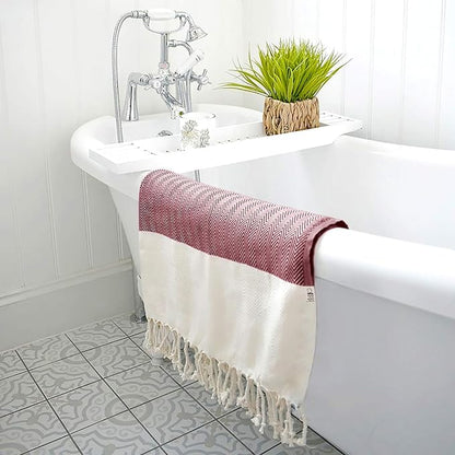 Bazaar Anatolia Turkish Beach Towel 100% Cotton Bath Towels 71x39 Quick Dry Sand Free Lightweight Large Oversized Herringbone Maroon