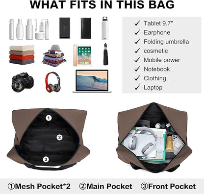 Kono Travel Duffel Bag 48L Large Carry-on Bag Sports Tote Gym Bag Weekender Overnight Bags for Men Women 21.65"x13.78"x9.84" Brown