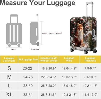 FOREVER QUEEN Winter - Fox Luggage Cover Suitcase Protector Suitcase Cover Anti-Scratch,Stretchable Bag Cover Washable Durable Polyester