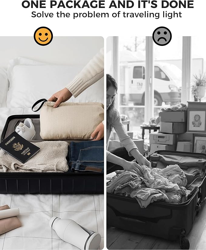 Travel Laundry Bag, Pump Free Vacuum Storage Bag Reusable Compression Dirty Clothes Travel Bag Waterproof Wet Dry Bags Large Capacity Space Saver Bags Camp Clothes Organizer (1 Pcs)(Gray, L)